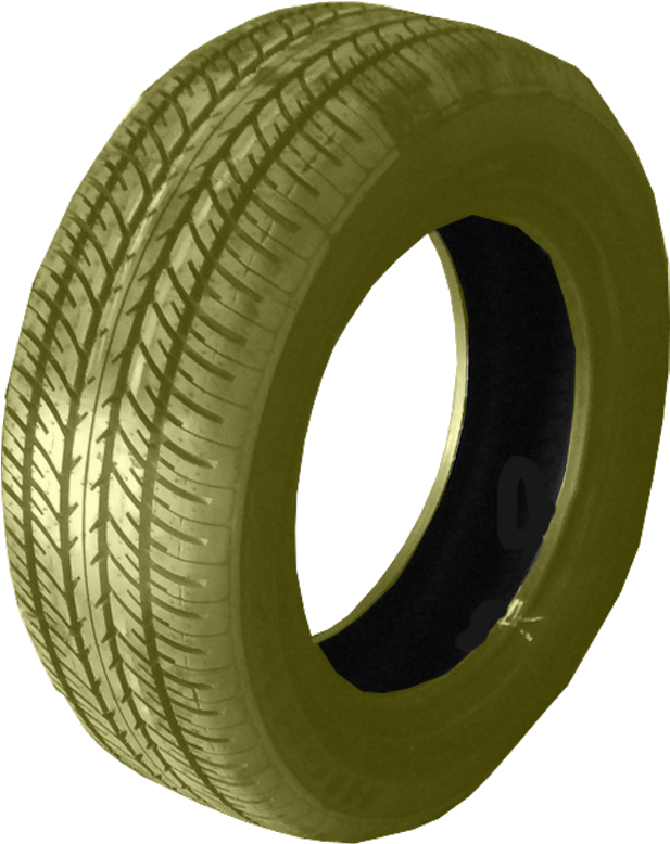 Yellow Car Tire Side View PNG Image