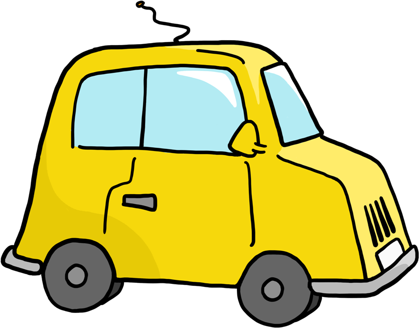 Yellow Cartoon Car Illustration PNG Image