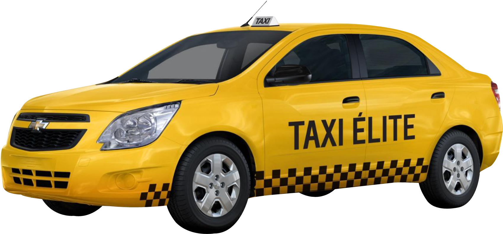 Yellow Chevrolet Taxi Elite Side View PNG Image