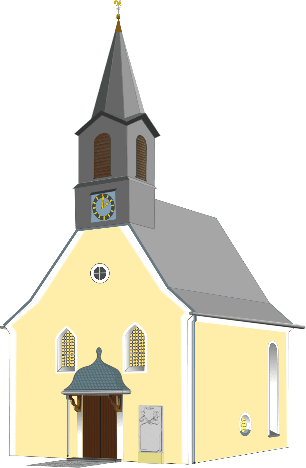 Yellow Church Building Clipart PNG Image