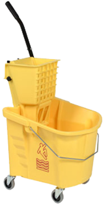 Yellow Commercial Mop Bucket With Wringer PNG Image