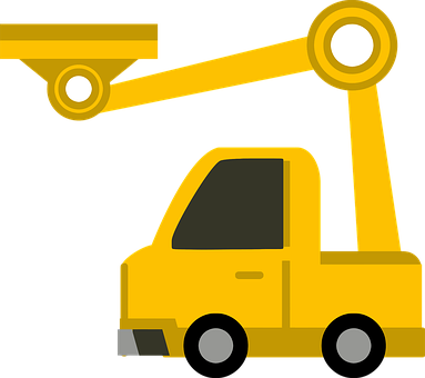 Yellow Crane Truck Vector PNG Image