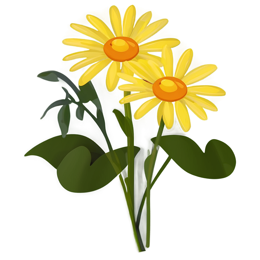 Yellow Daisy Flat Design Png Mne PNG Image