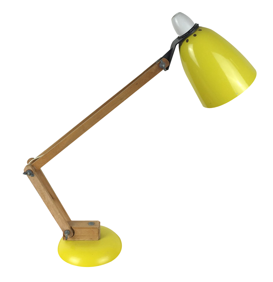 Yellow Desk Lamp Vintage Design PNG Image