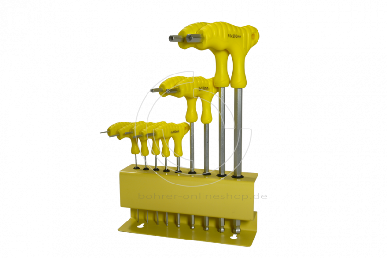 Yellow Drill Bit Set Display PNG Image