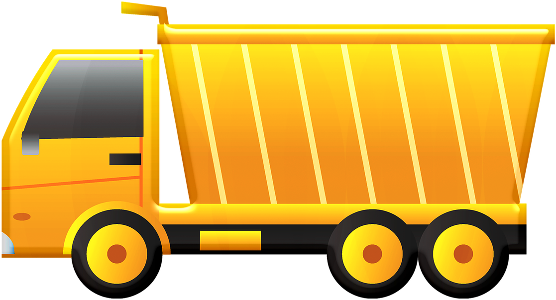 Yellow Dump Truck Vector Illustration PNG Image