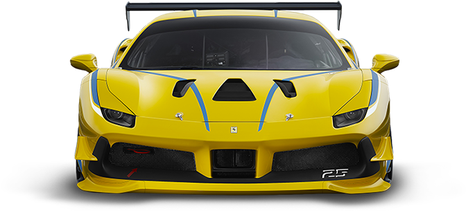 Yellow Ferrari Racecar Front View PNG Image