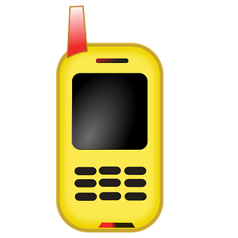 Yellow Flip Phone Vector PNG Image