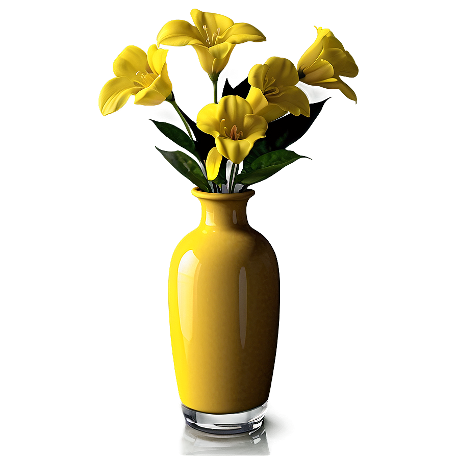 Yellow Flowers In Vase Png Kmw PNG Image