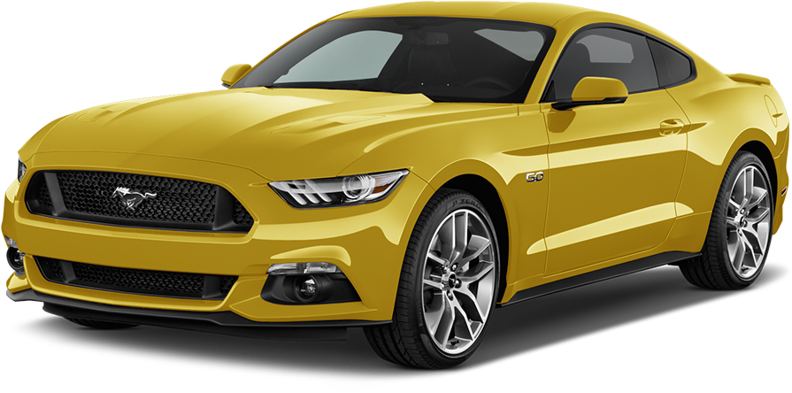 Yellow Ford Mustang G T Side View PNG Image