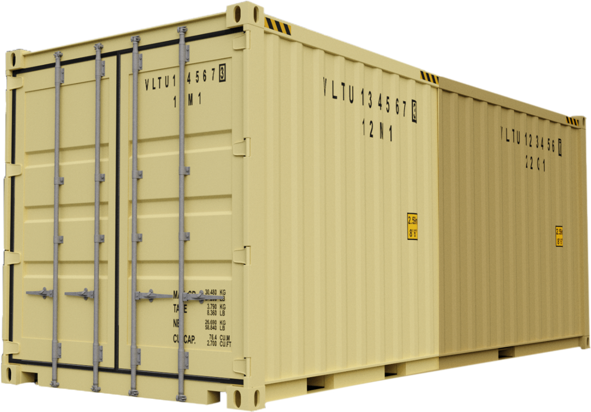 Yellow Freight Container3 D Model PNG Image