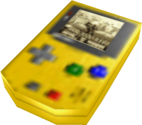 Yellow Gameboy Classic Blurry Background PNG Image