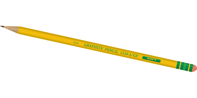 Yellow Graphite Pencil Black Background PNG Image