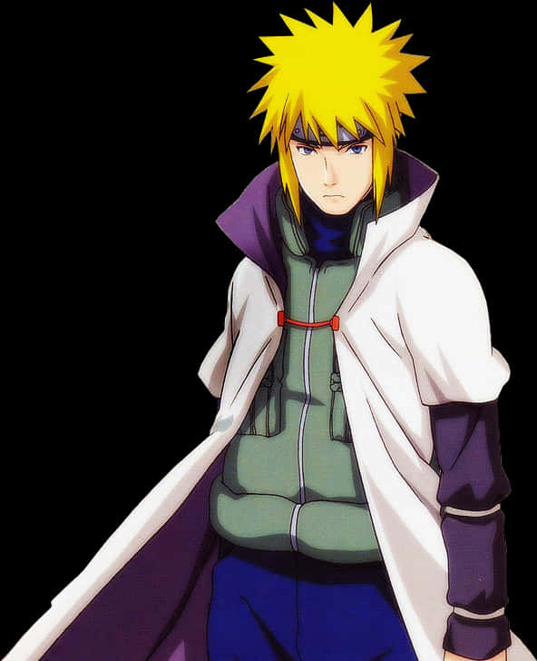 Yellow Haired Anime Character Hokage Look PNG Image