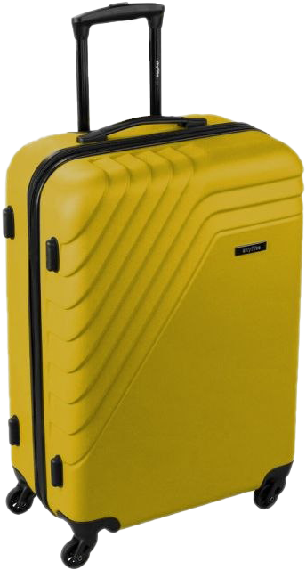 Yellow Hardshell Suitcase Standing PNG Image