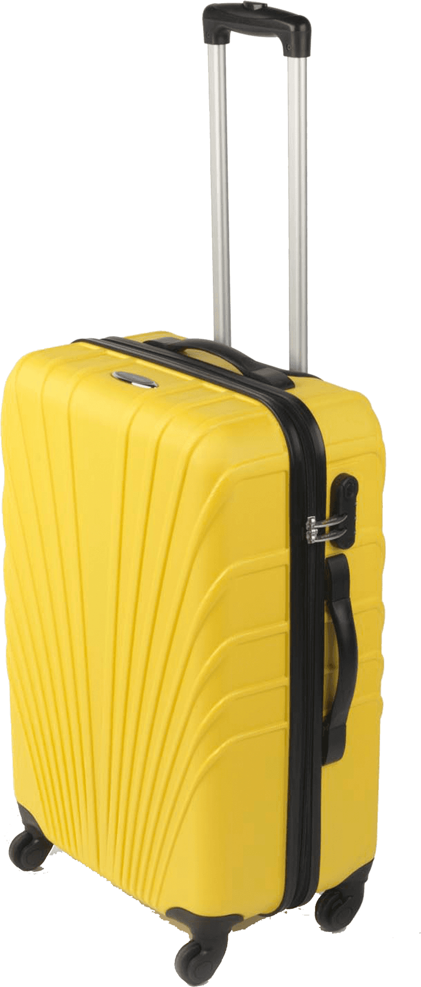 Yellow Hardshell Suitcase Standing PNG Image