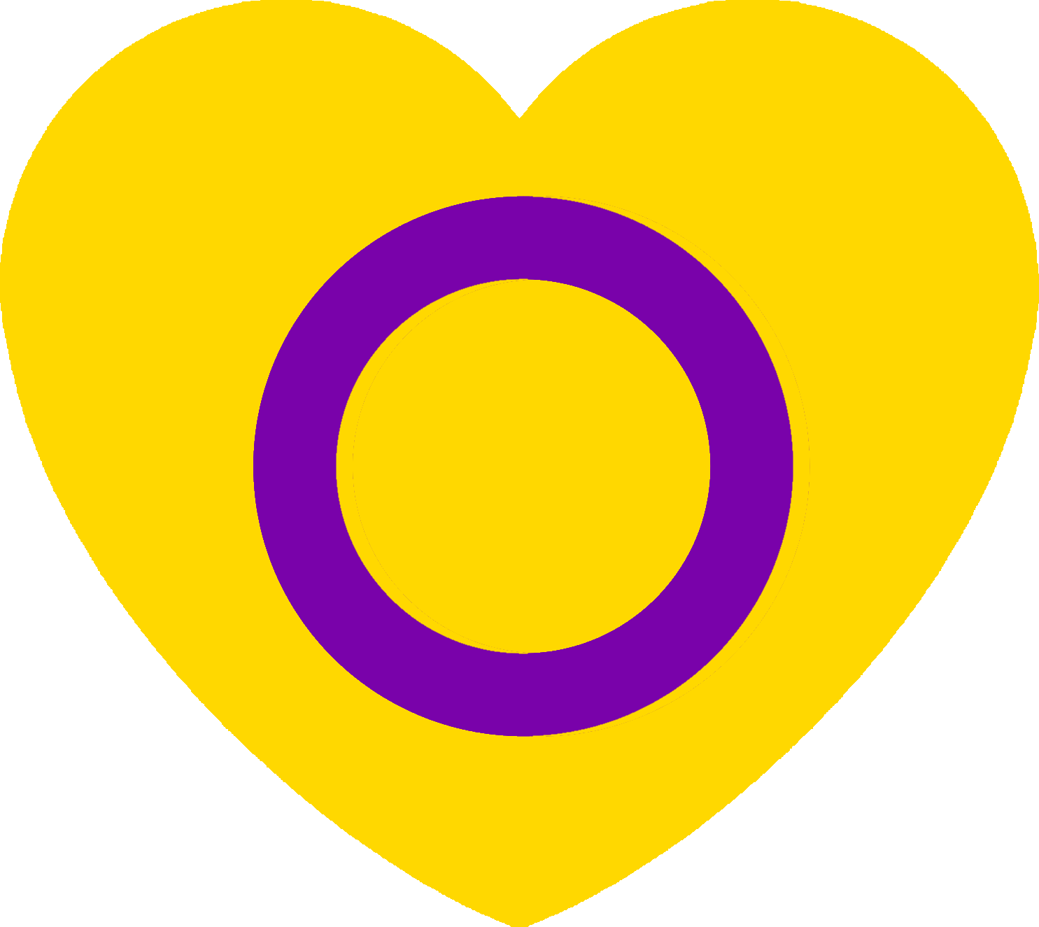 Yellow Heart With Purple Circle PNG Image