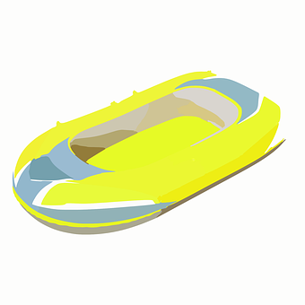 Yellow Inflatable Boat Illustration PNG Image