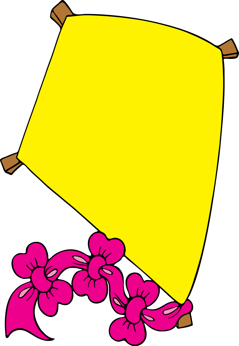 Yellow Kite With Pink Flowers PNG Image