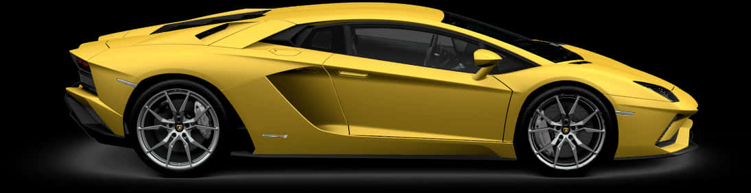 Yellow Lamborghini Aventador Side View PNG Image