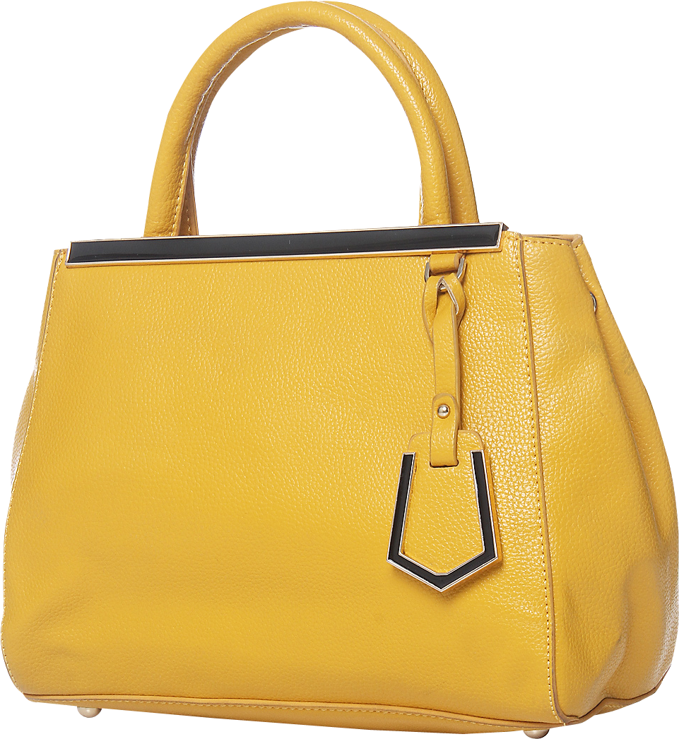 Yellow Leather Handbag Isolated PNG Image