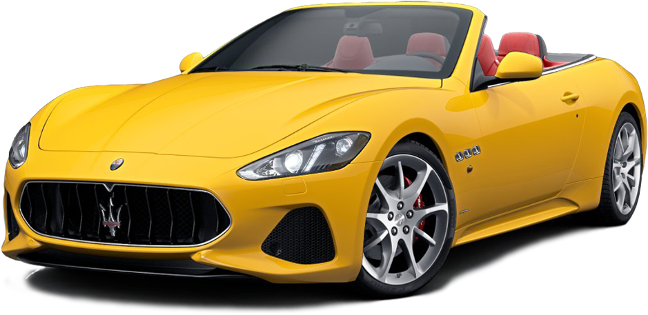 Yellow Maserati Convertible Sports Car PNG Image