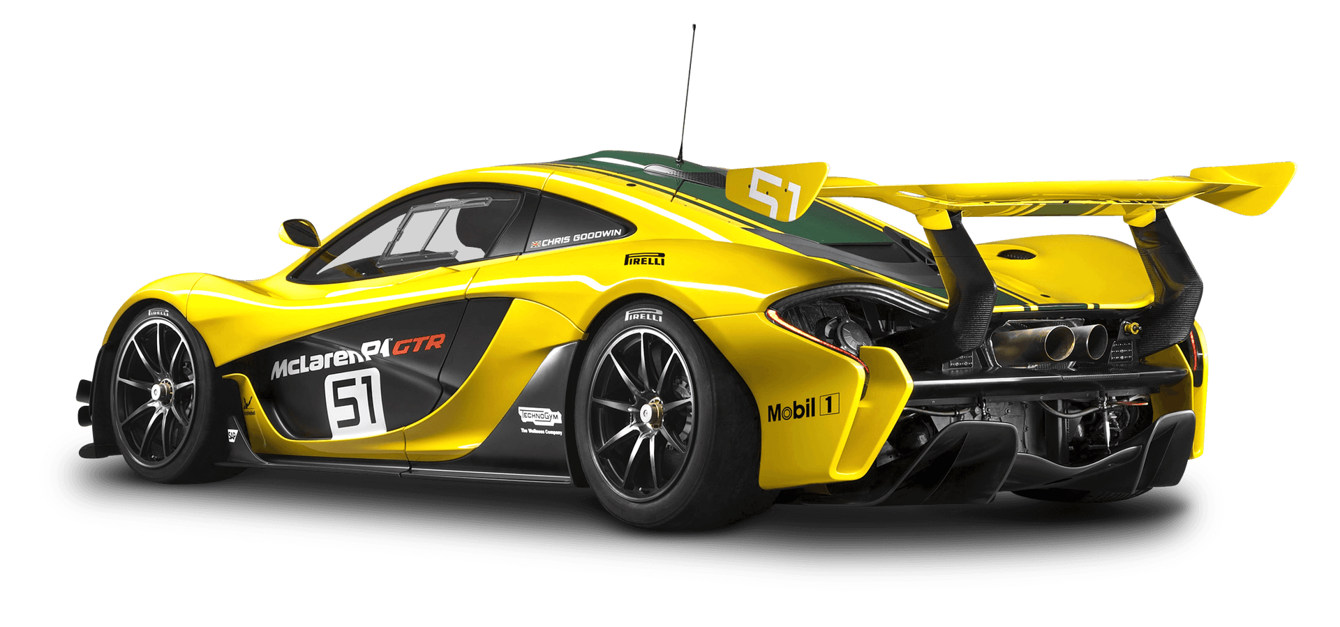 Yellow Mc Laren P1 G T R Side View PNG Image