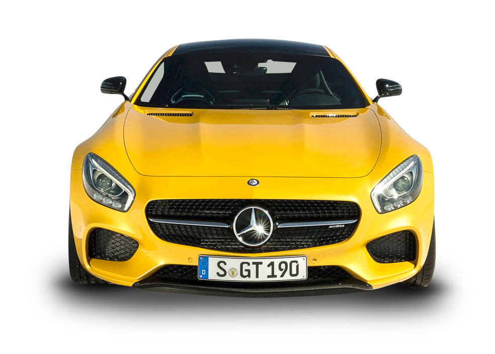 Yellow Mercedes A M G G T Front View PNG Image