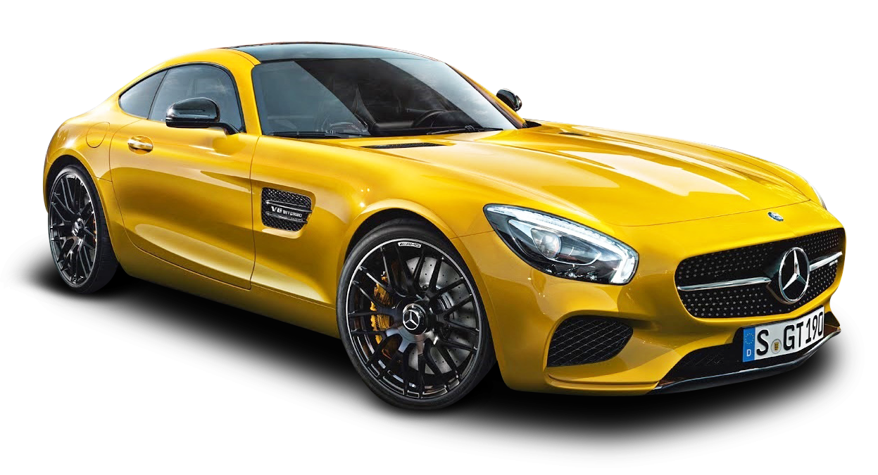 Yellow Mercedes A M G G T Side View PNG Image