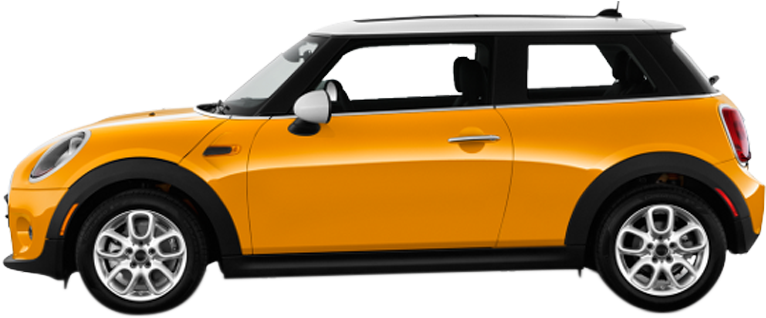 Yellow Mini Cooper Side View PNG Image