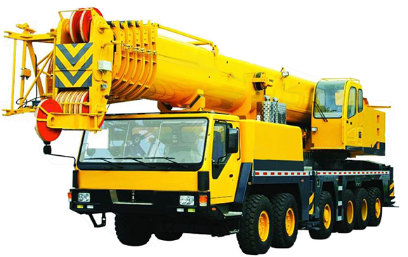 Yellow Mobile Crane Truck PNG Image