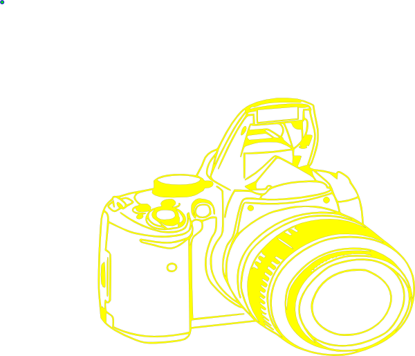 Yellow Outline Camera Illustration PNG Image