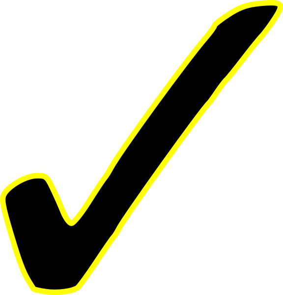 Yellow Outlined Black Checkmark PNG Image