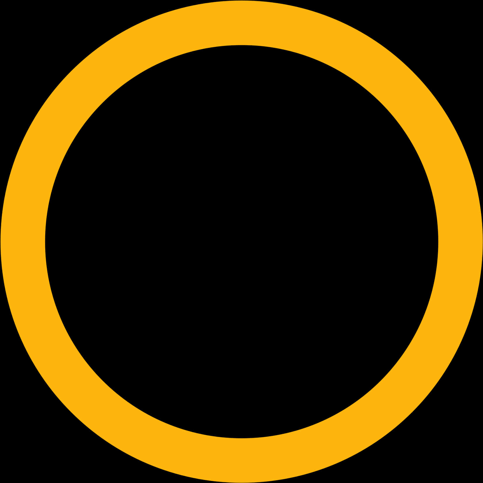 Yellow Outlined Circleon Black Background PNG Image