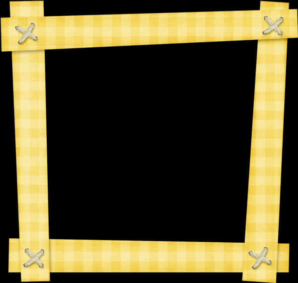 Yellow Plaid Framewith X Corners PNG Image