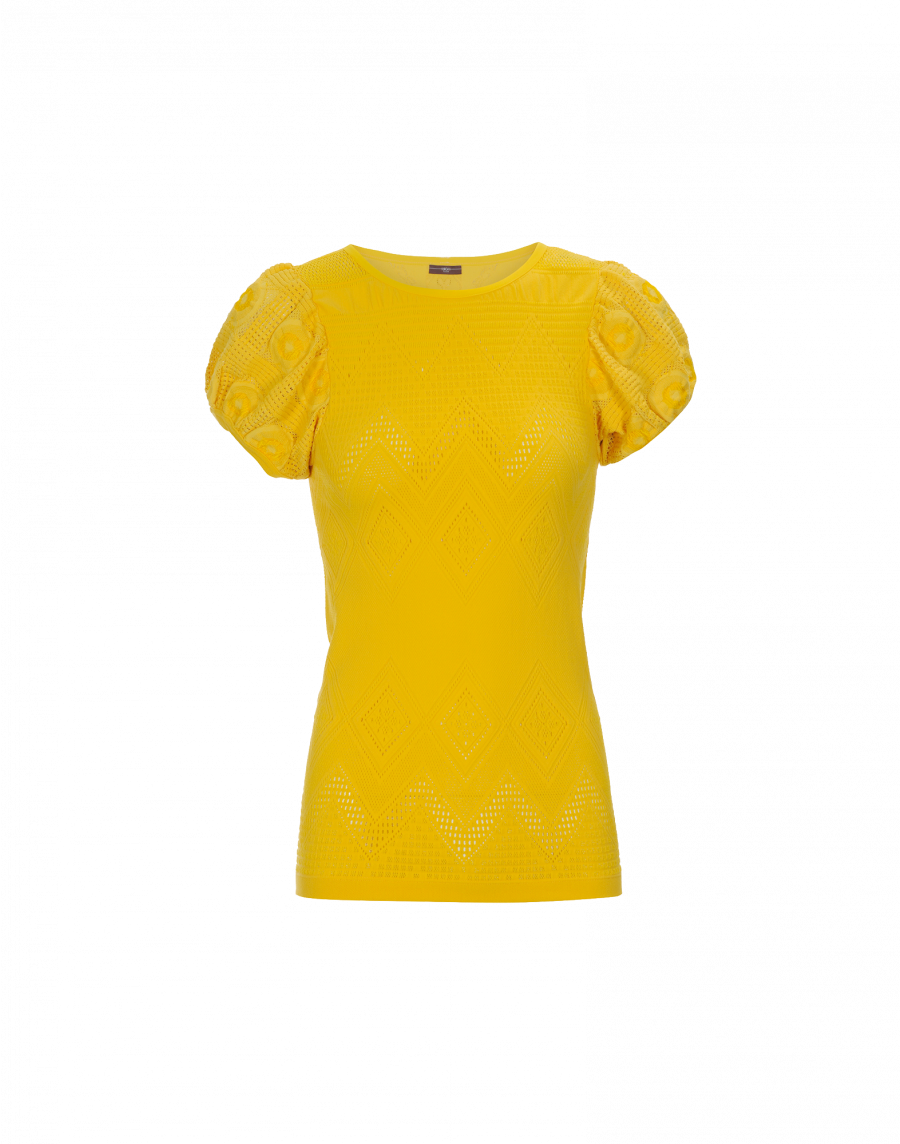 Yellow Puff Sleeve Blouse PNG Image