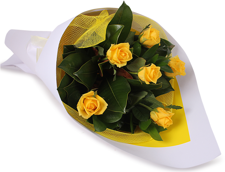 Yellow Rose Bouquet Birthday Gift PNG Image