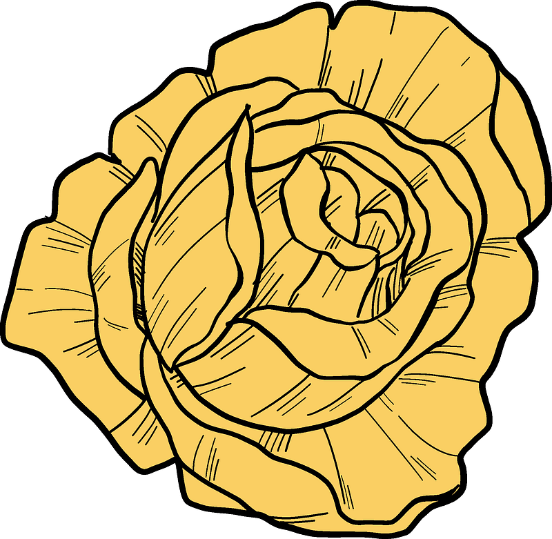 Yellow Rose Illustration PNG Image