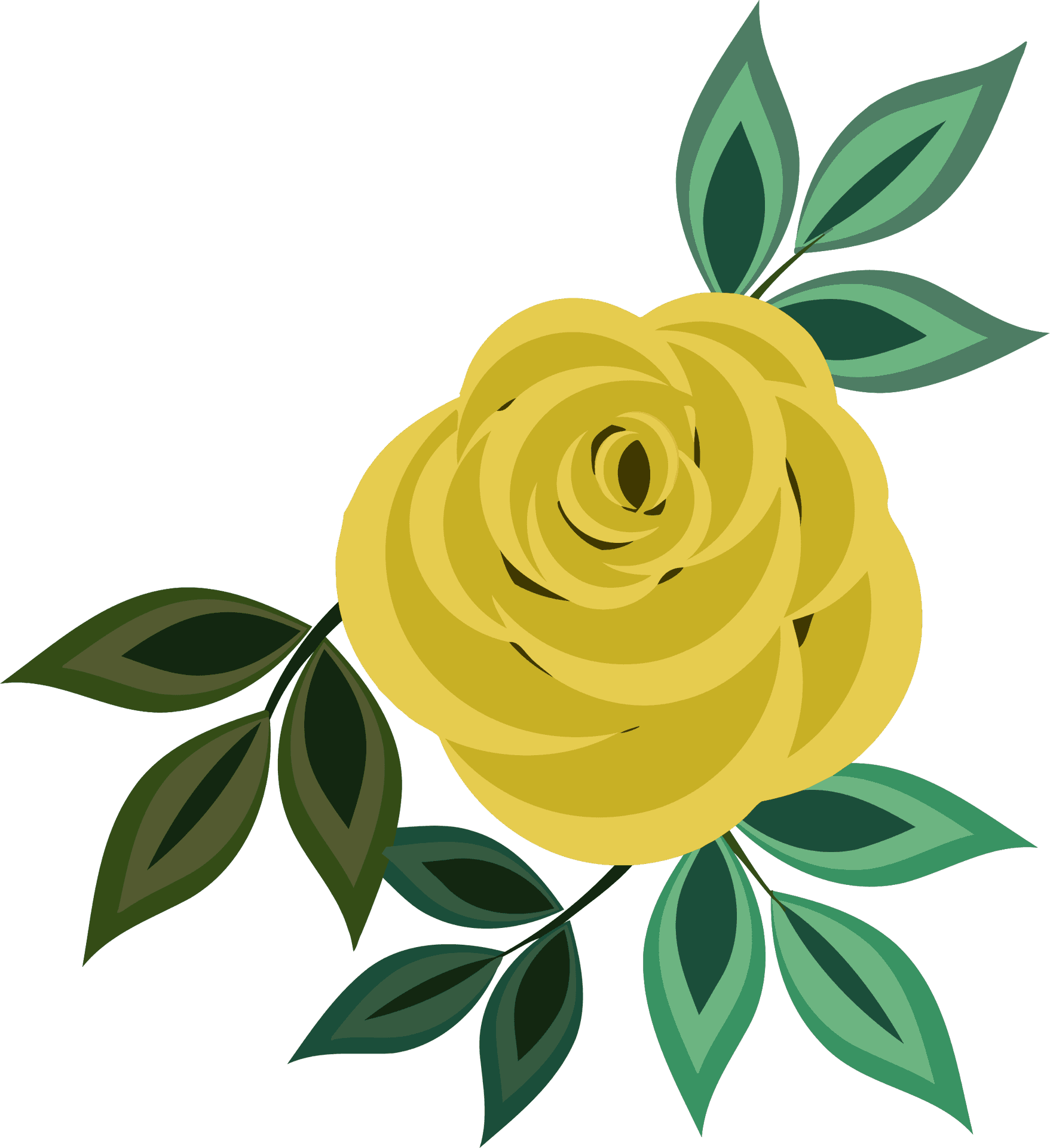 Yellow Rose Vector Illustration PNG Image