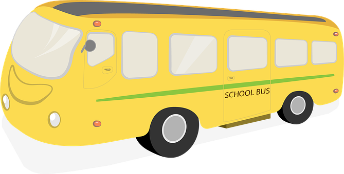 Yellow School Bus Cartoon Illustration PNG Image