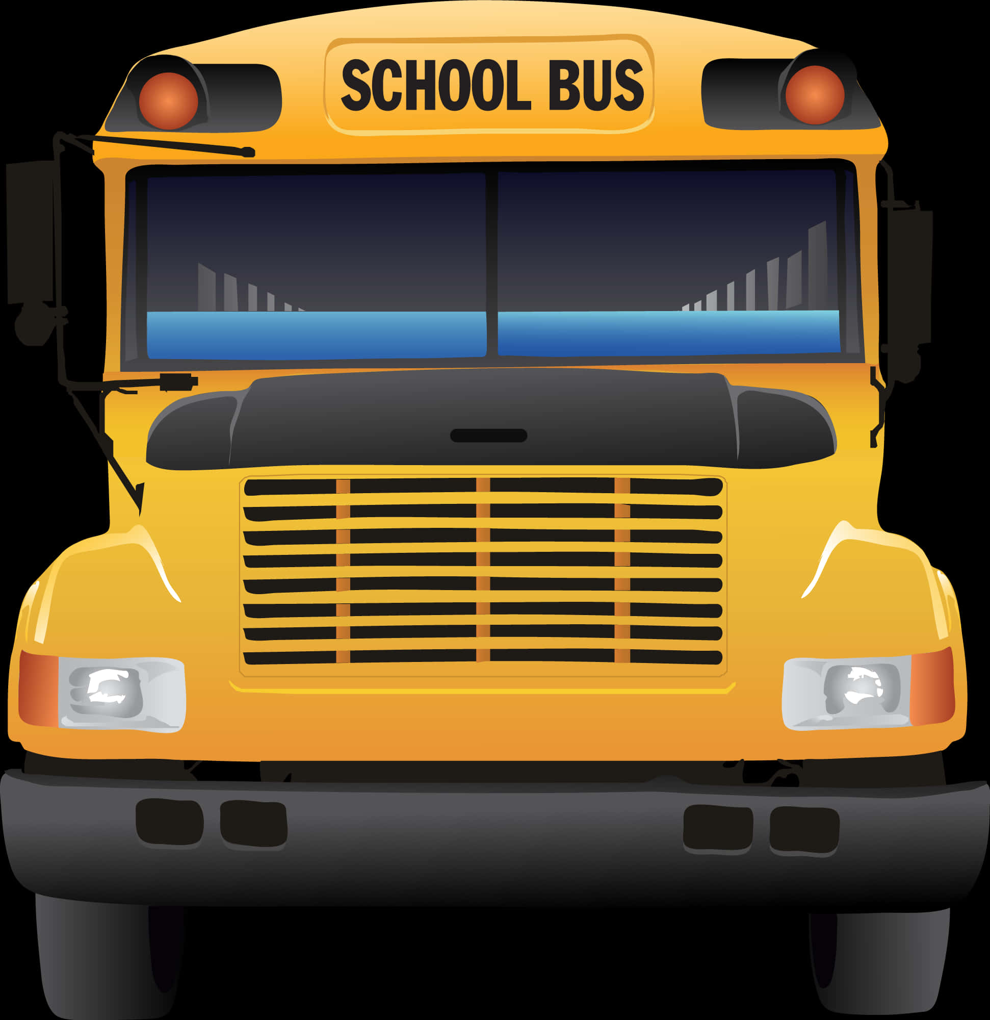 Yellow School Bus Front View PNG Image