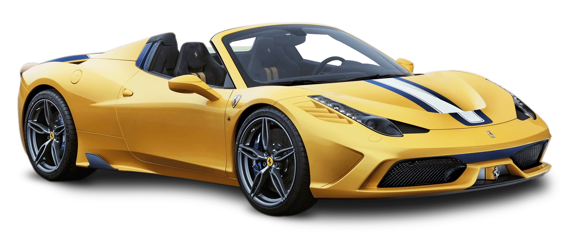 Yellow Sports Car Ferrari Convertible PNG Image