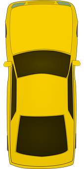 Yellow Sports Car Top View PNG Image