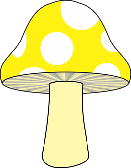 Yellow Spotted Mushroom Vector PNG Image