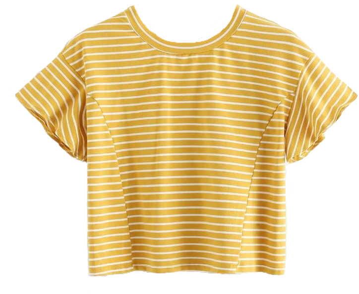 Yellow Striped Crop Top PNG Image