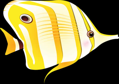 Yellow Striped Tropical Fish Illustration PNG Image