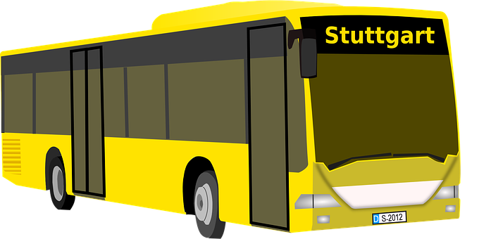 Yellow Stuttgart City Bus Illustration PNG Image