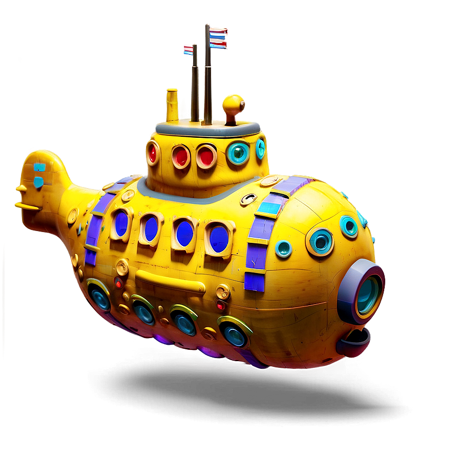 Yellow Submarine With Sunken Treasure Png 16 PNG Image