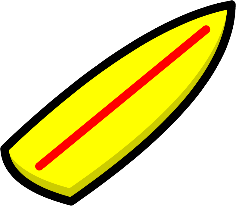 Yellow Surfboard Red Stripe PNG Image