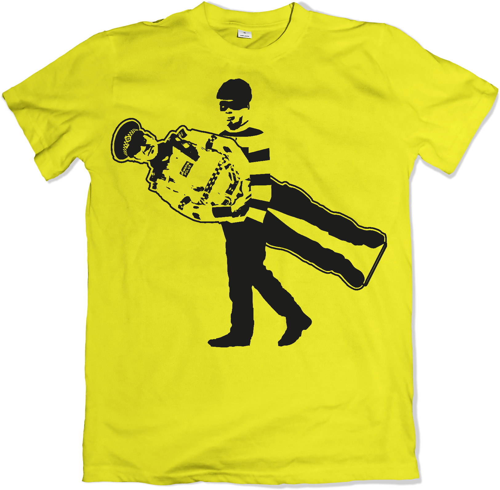 Yellow Tshirt Banksy Style Artwork PNG Image